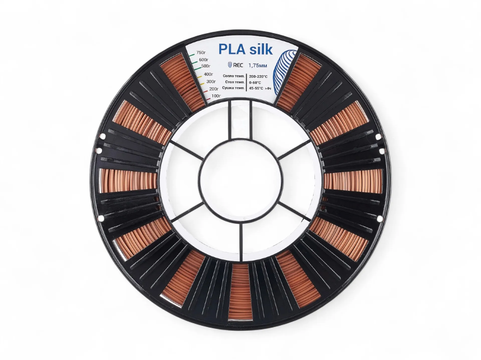 PLA Silk пластик REC 1.75мм медный