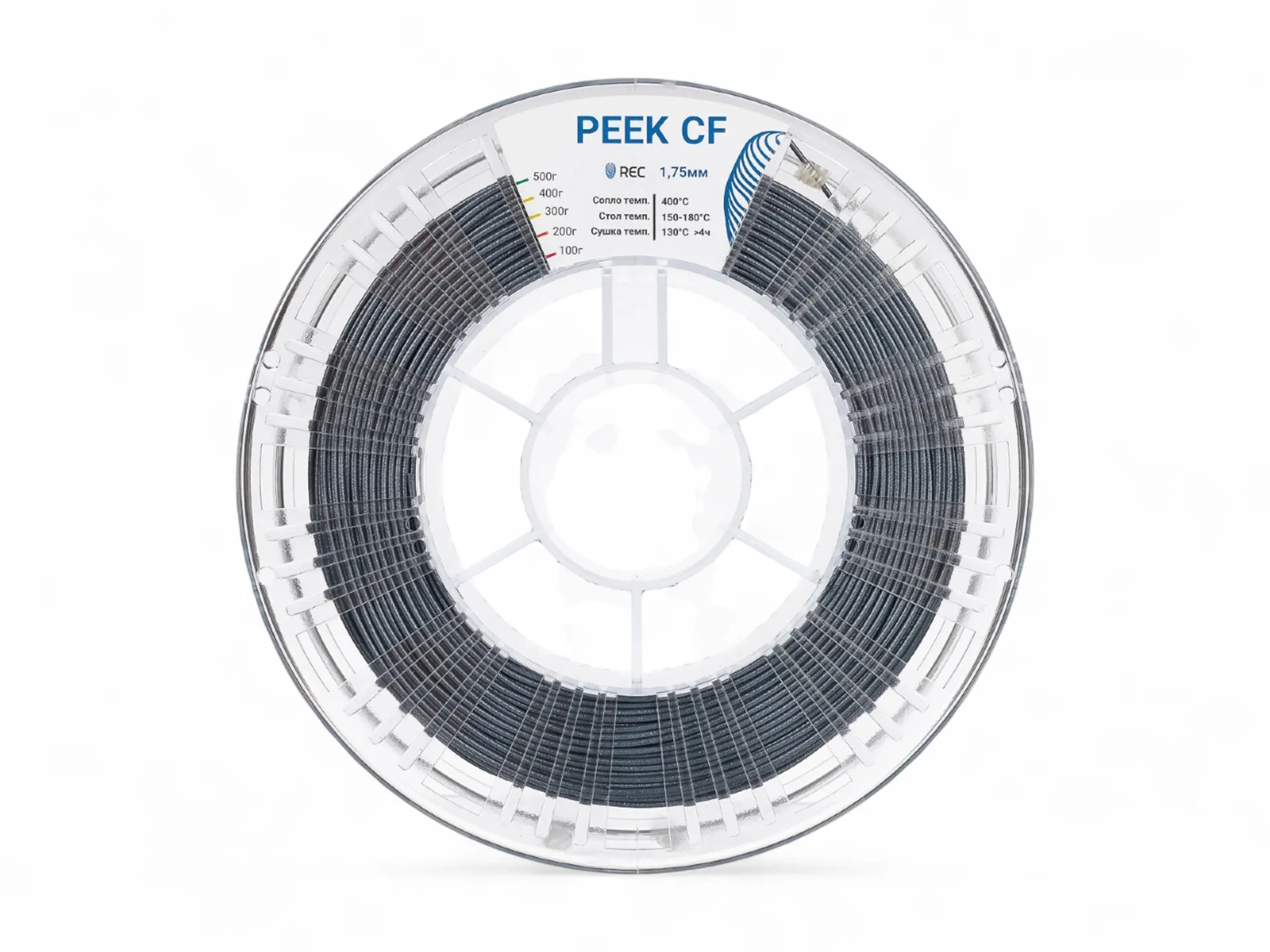 PEEK CF пластик REC 1.75мм серый 250гр