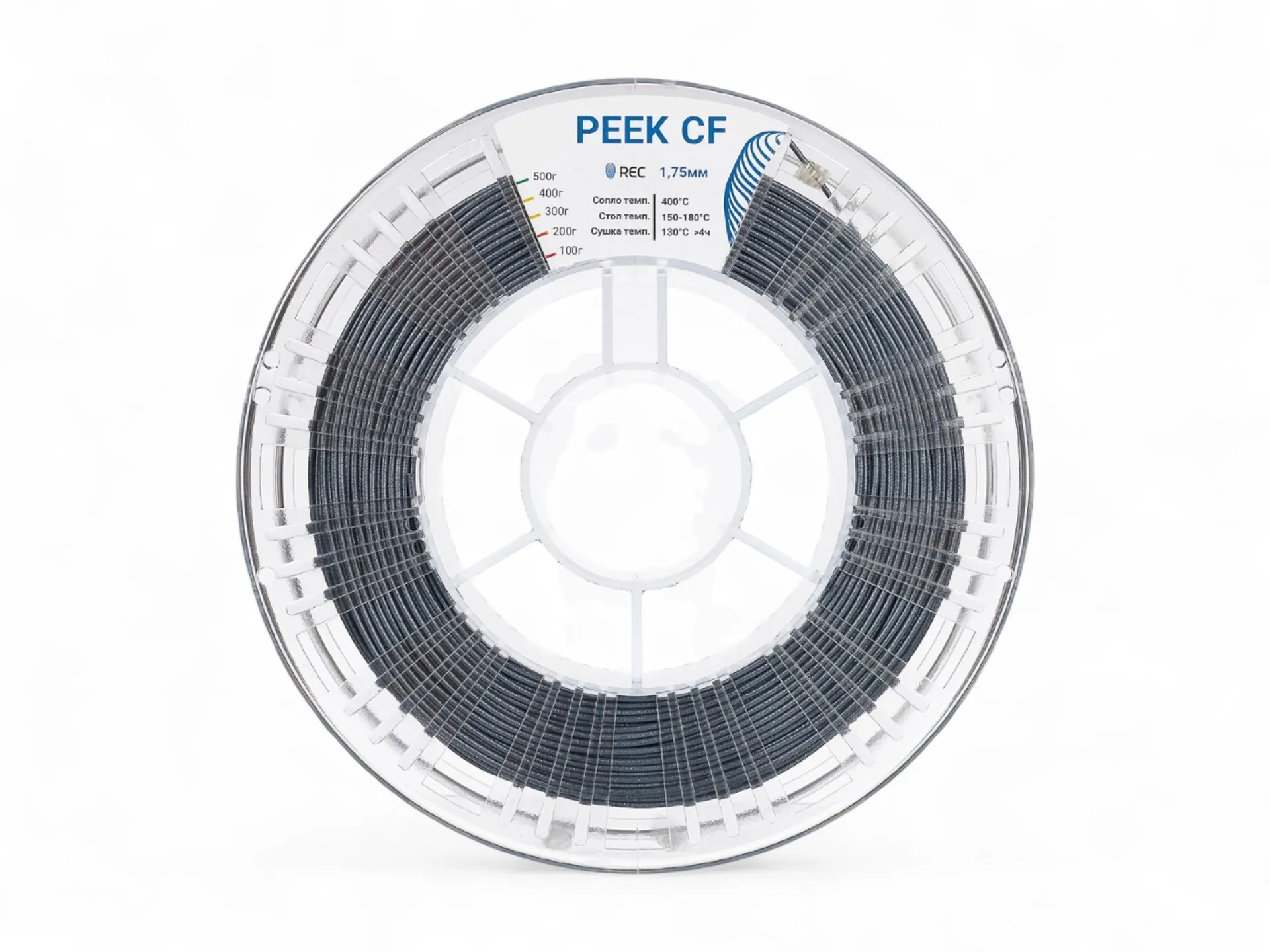 PEEK CF пластик REC 1.75мм серый на развес